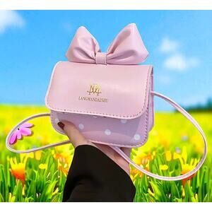 Purse Pink and white polka dot with pink bow